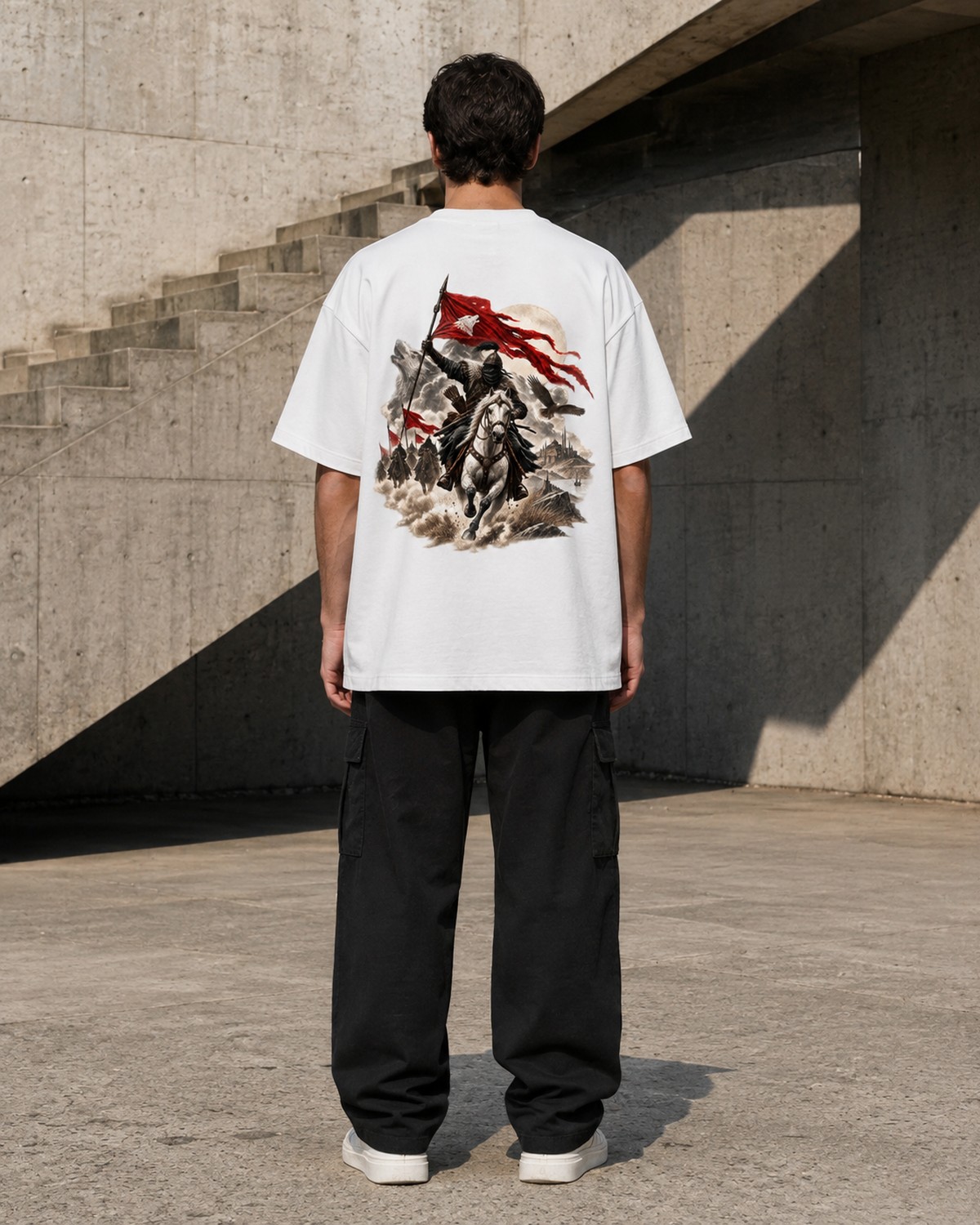 AKINCI erkek sırt baskılı oversize tişört — 2