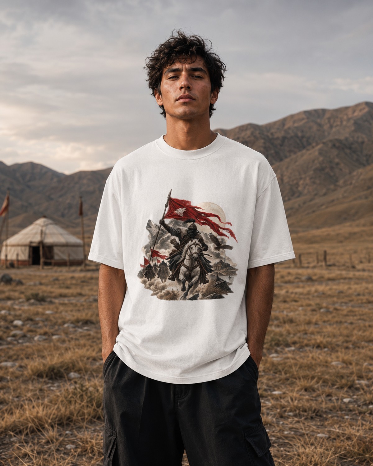 AKINCI erkek ön baskılı oversize tişört — 3