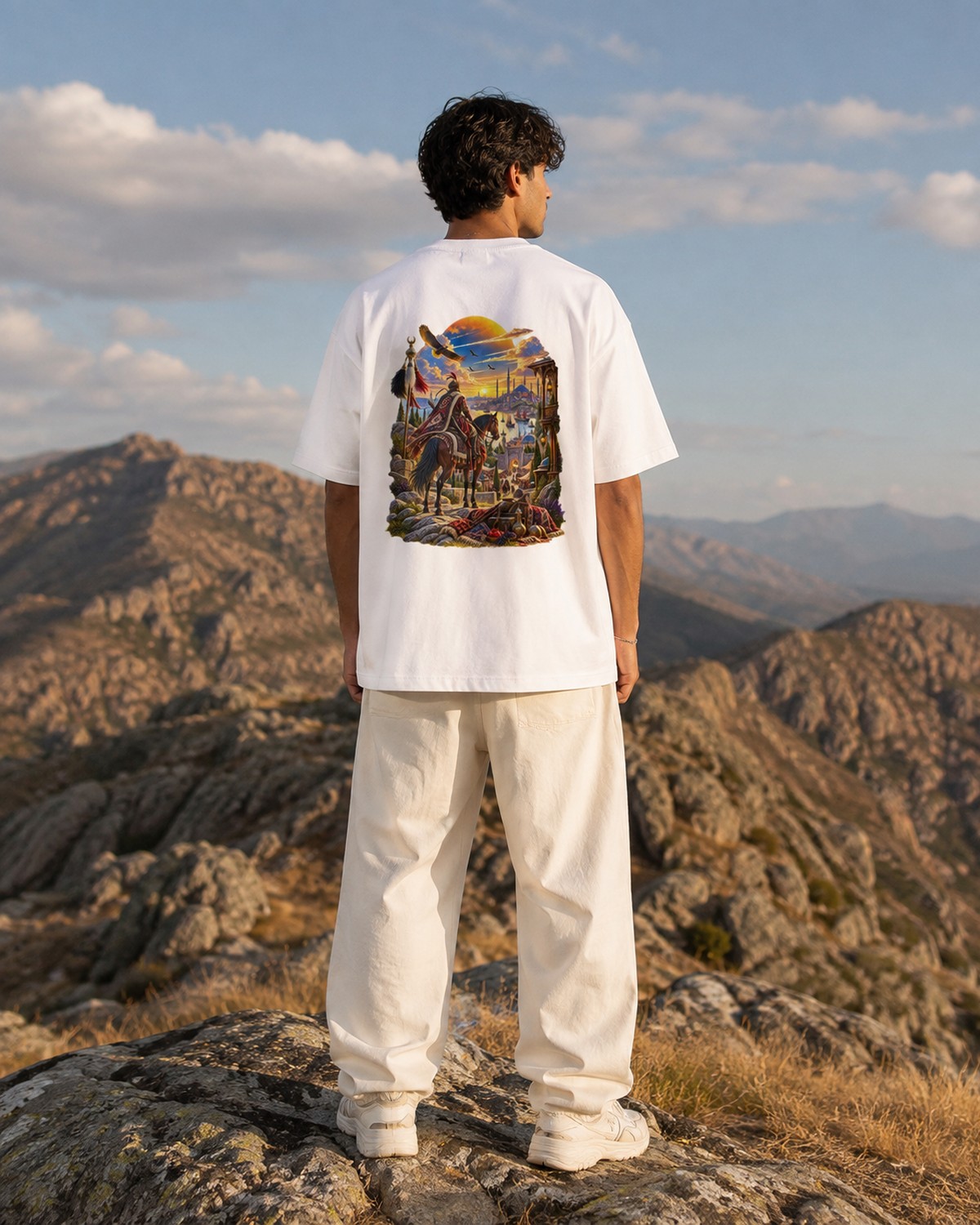 DUVAR erkek sırt baskılı oversize tişört — 2