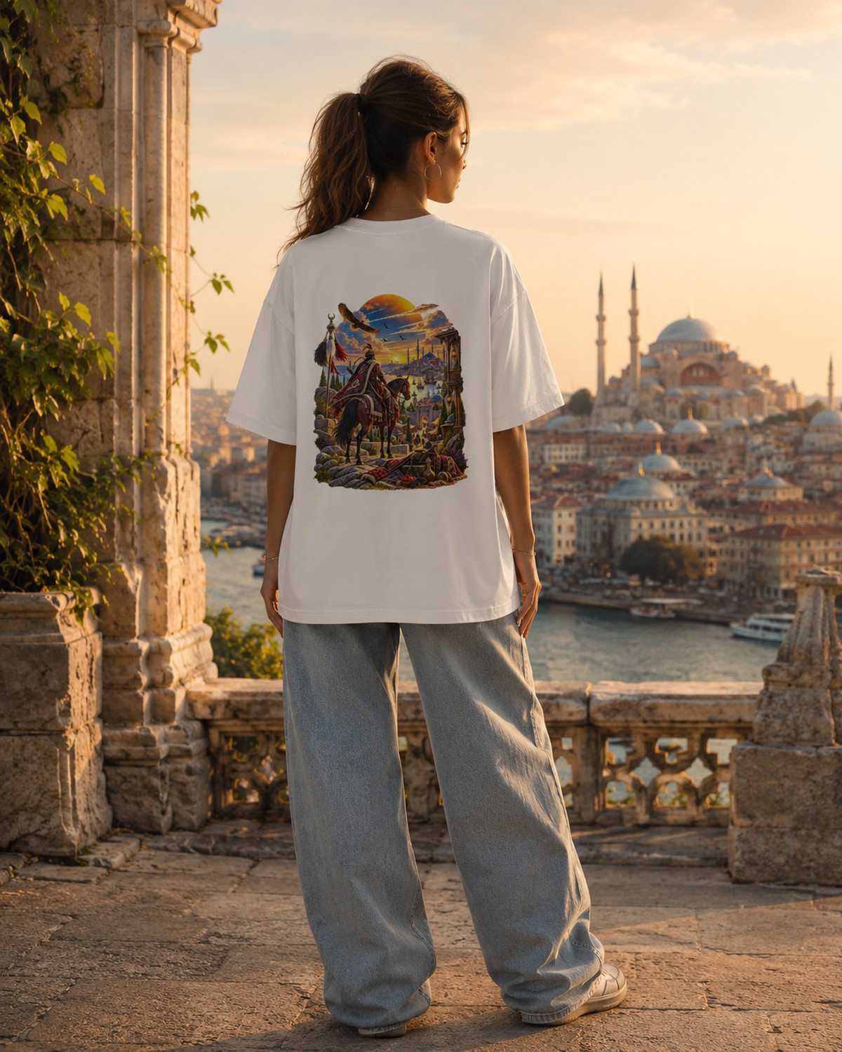 DUVAR kadın sırt baskılı oversize tişört — 2