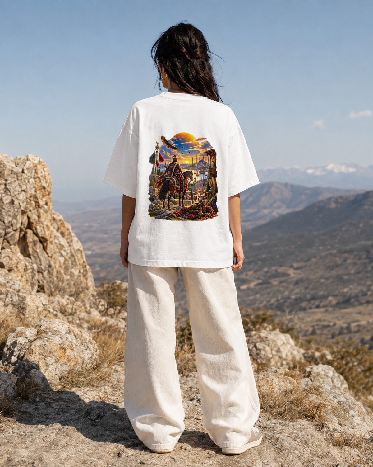 DUVAR kadın sırt baskılı oversize tişört — 3
