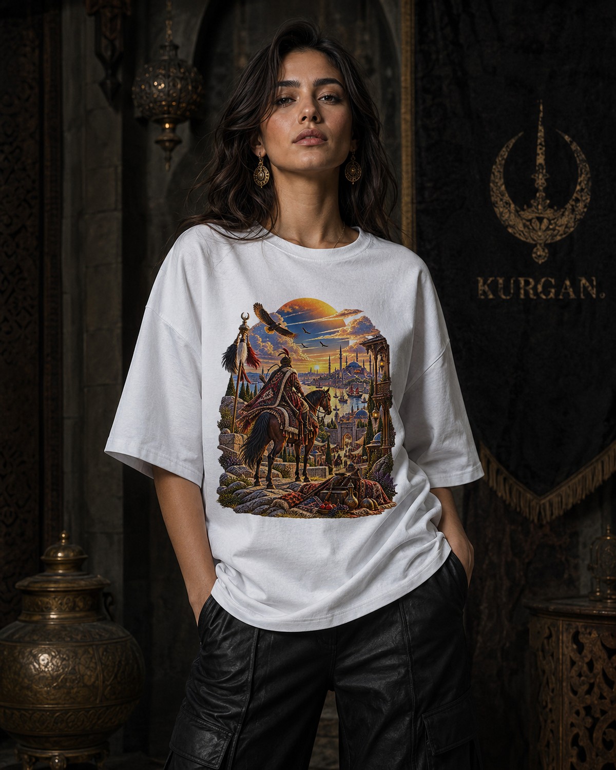DUVAR tişört giyen kadın model