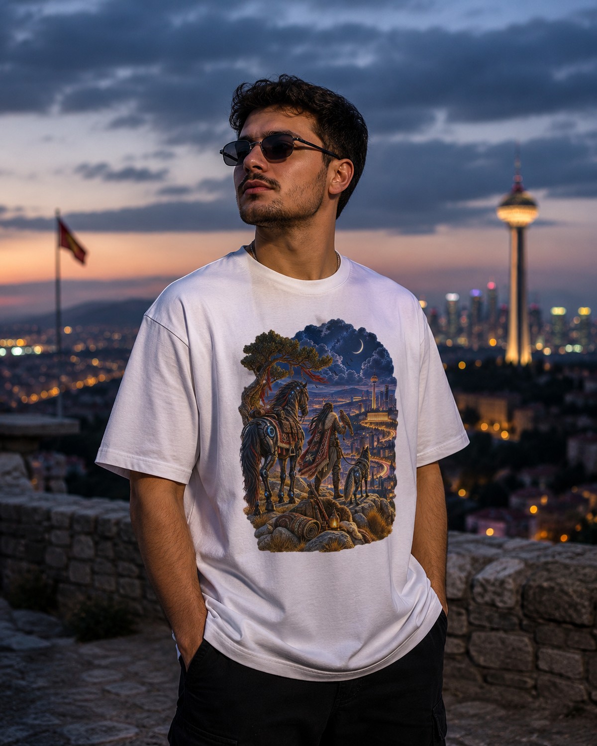 İÇERİDEKİ BOZKIR tişört giyen erkek model