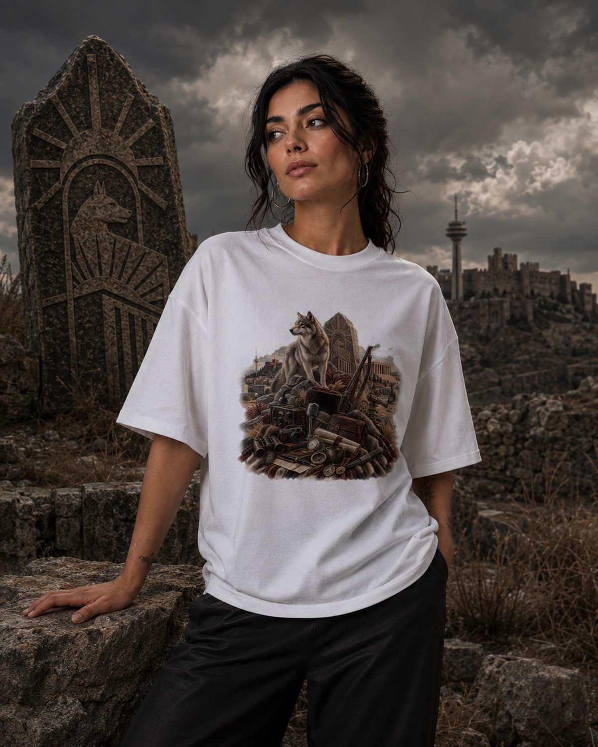 LASTURK tişört giyen kadın model
