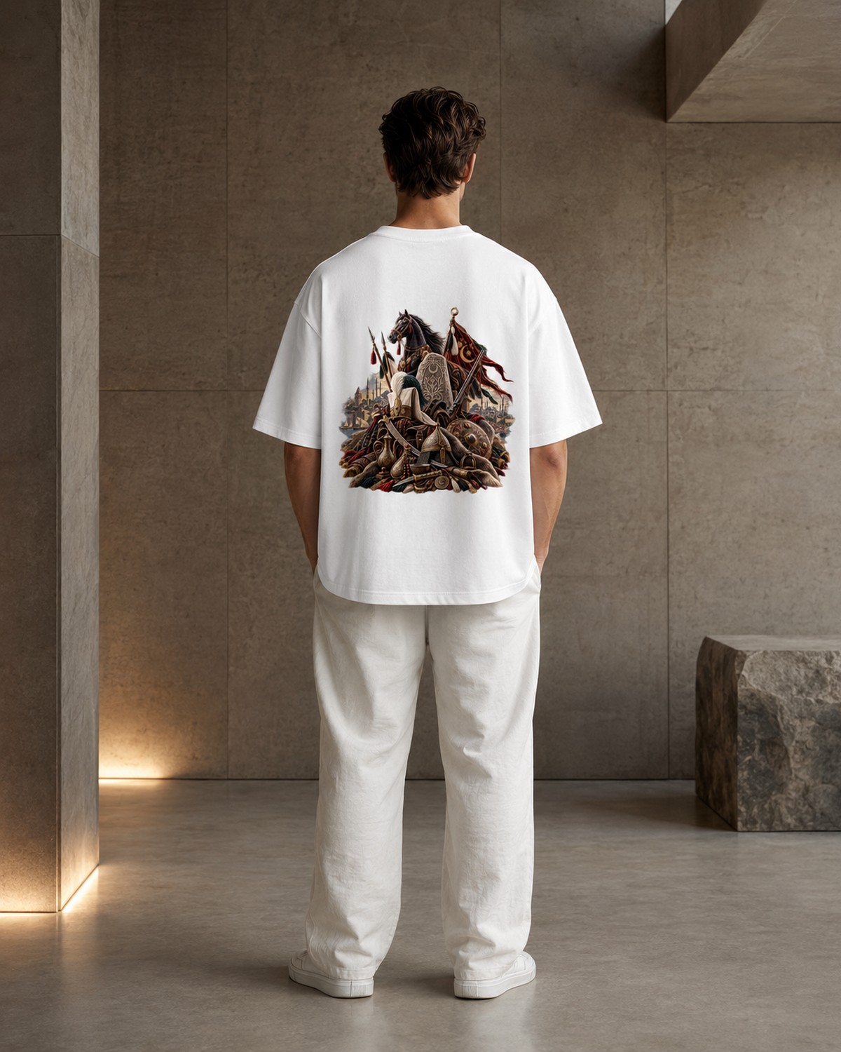 LATETURK erkek sırt baskılı oversize tişört