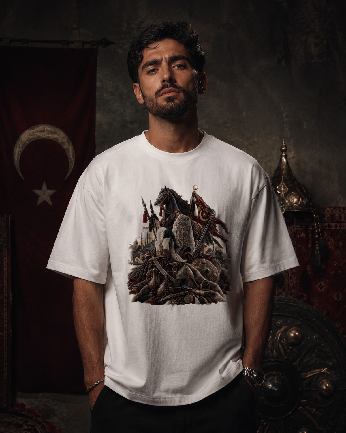 LATETURK tişört giyen erkek model