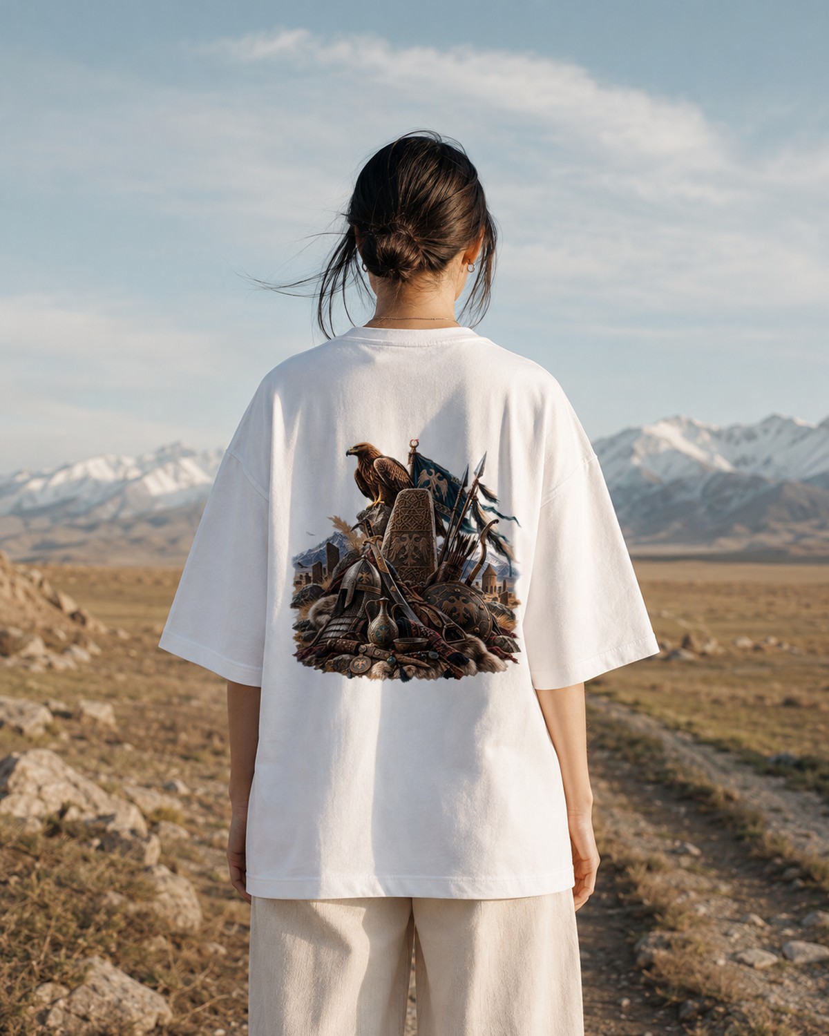POSTURK kadın sırt baskılı oversize tişört — 3