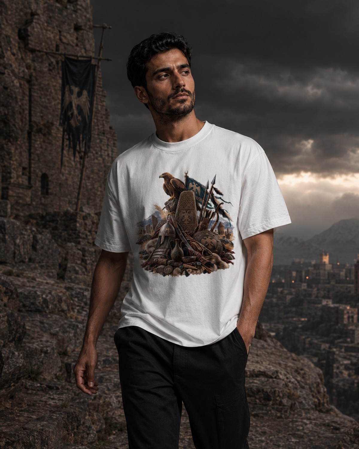 POSTURK tişört giyen erkek model