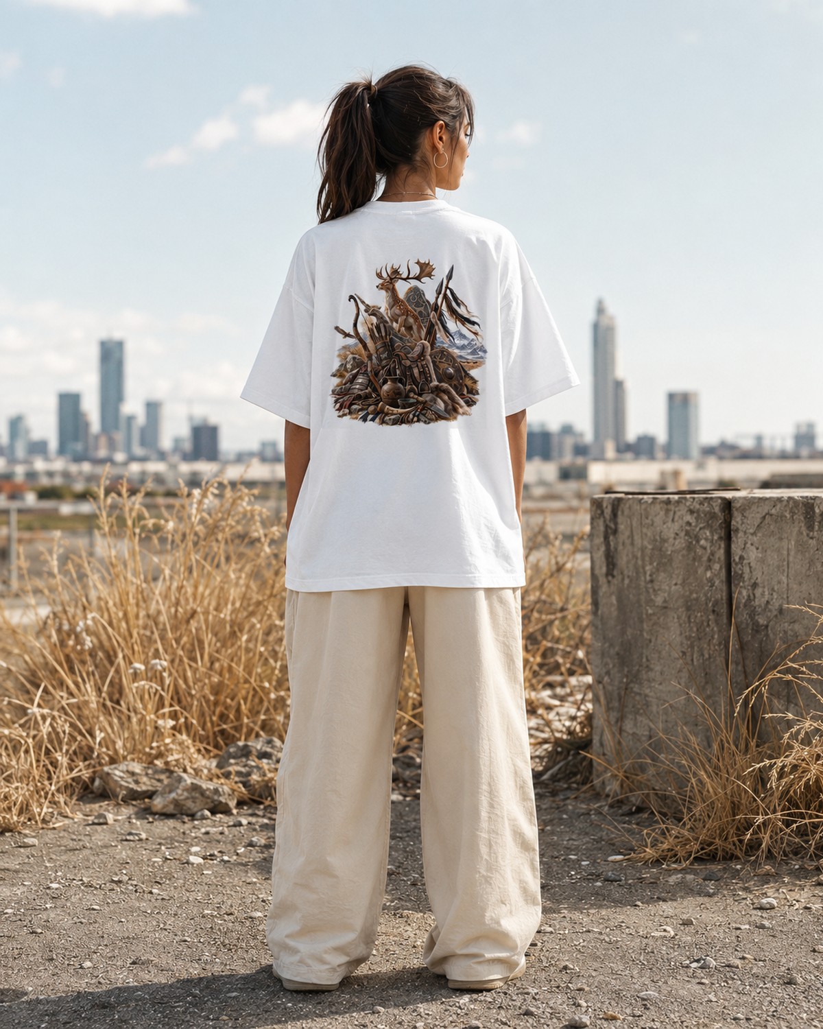 PRETURK kadın sırt baskılı oversize tişört — 2