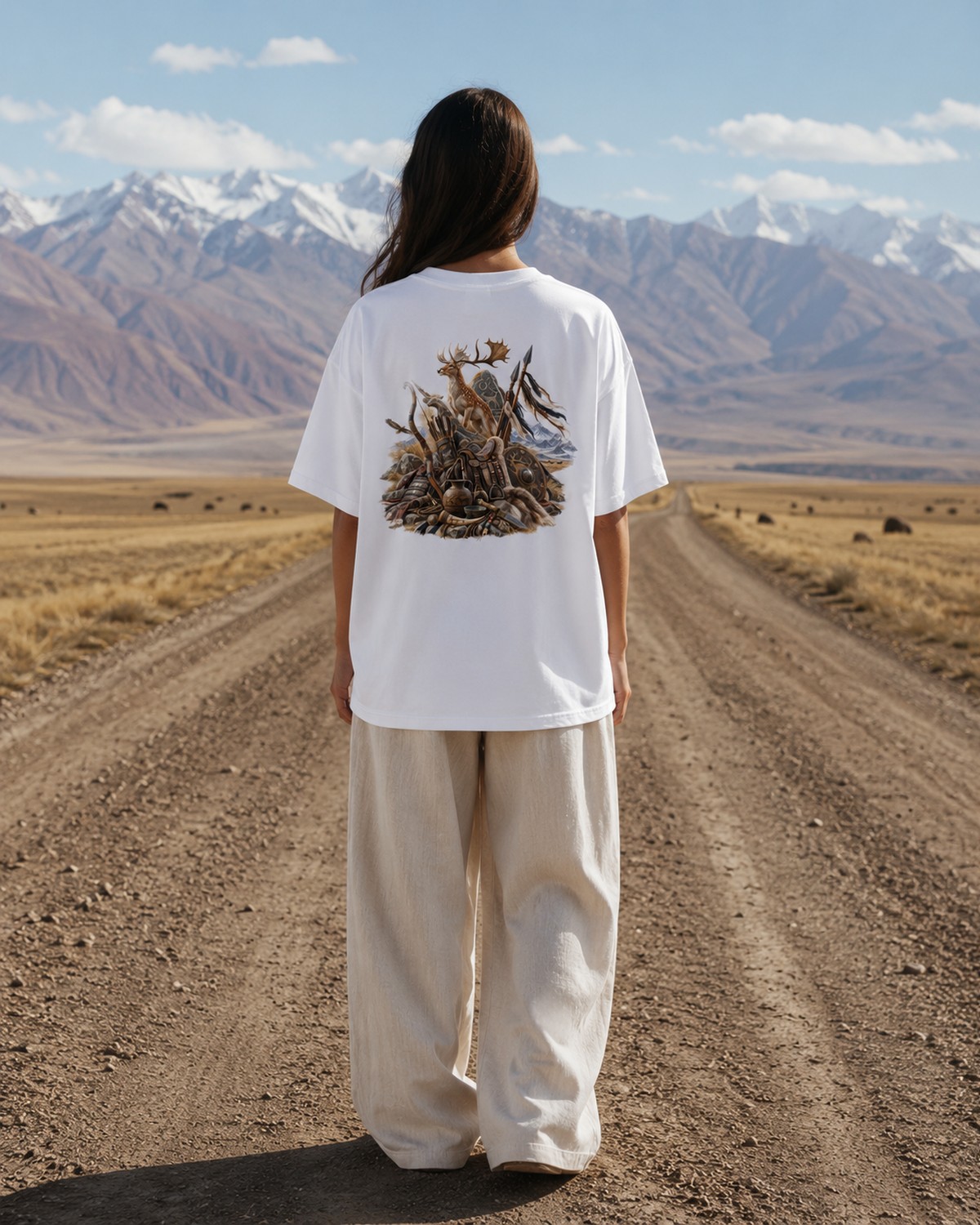 PRETURK kadın sırt baskılı oversize tişört — 3