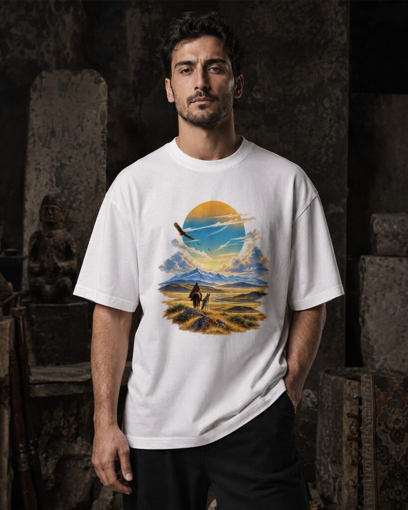 UFUK tişört giyen erkek model